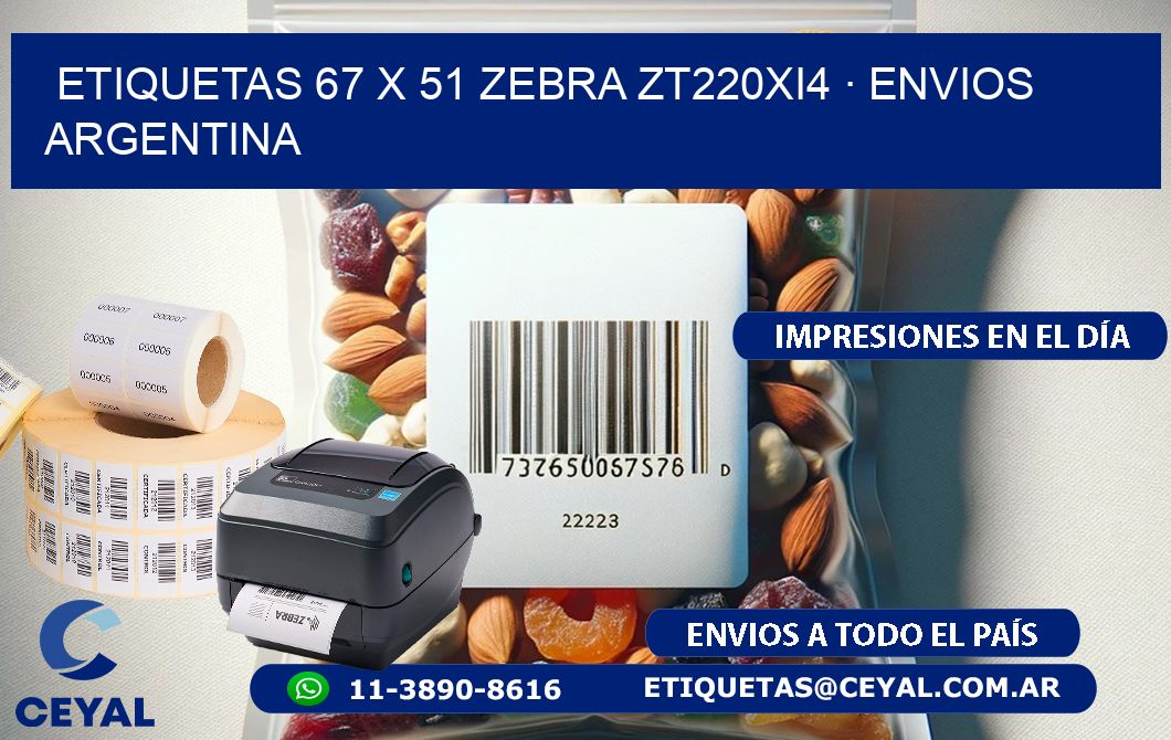 ETIQUETAS 67 x 51 ZEBRA ZT220Xi4 · ENVIOS ARGENTINA