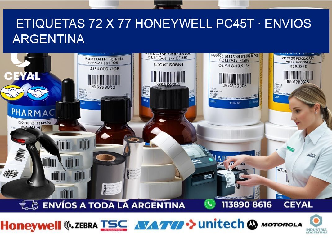 ETIQUETAS 72 x 77 HONEYWELL PC45T · ENVIOS ARGENTINA