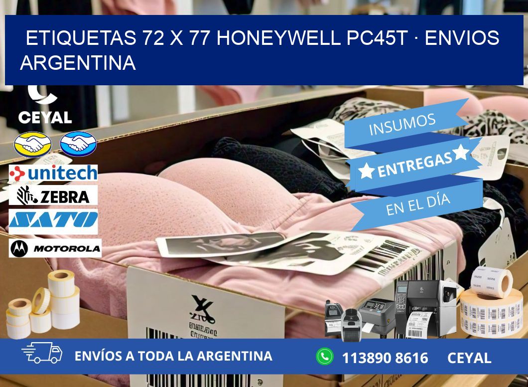ETIQUETAS 72 x 77 HONEYWELL PC45T · ENVIOS ARGENTINA