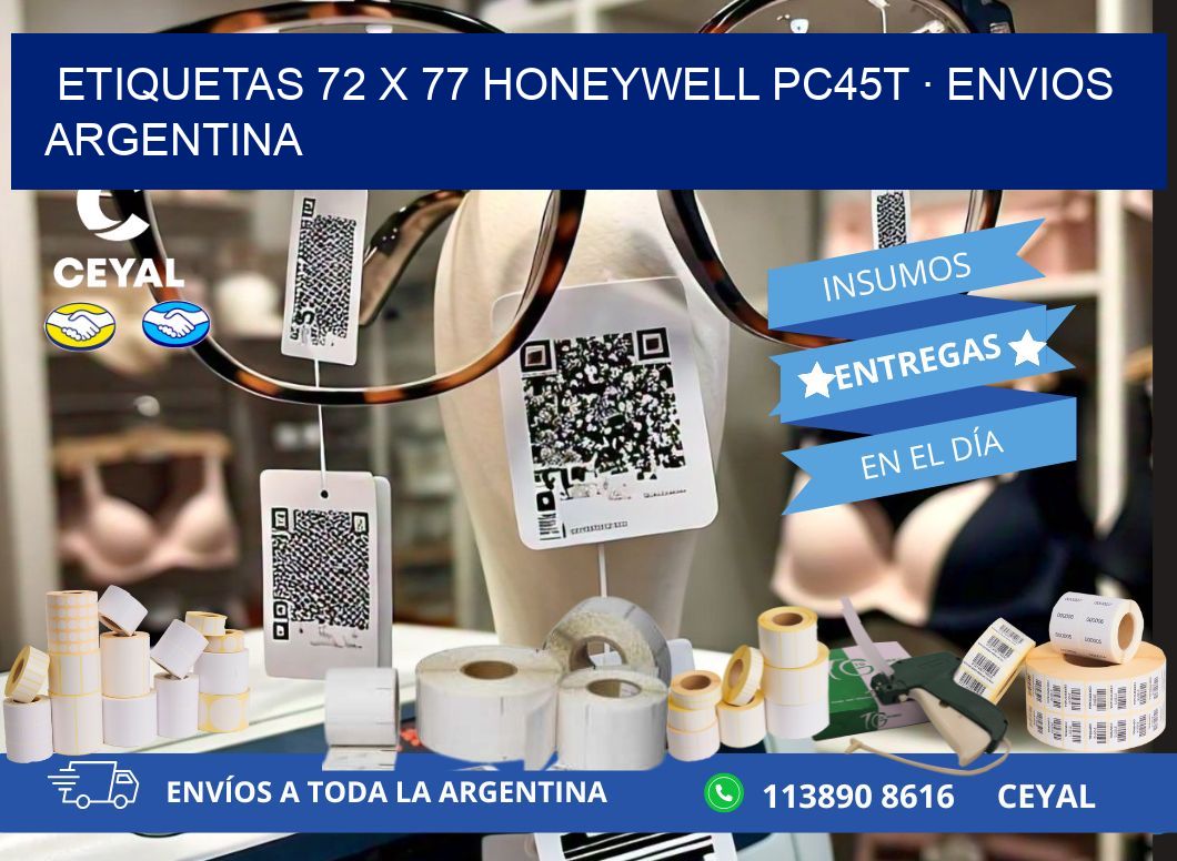 ETIQUETAS 72 x 77 HONEYWELL PC45T · ENVIOS ARGENTINA