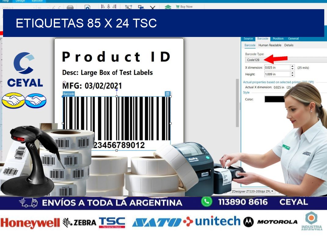 ETIQUETAS 85 x 24 TSC