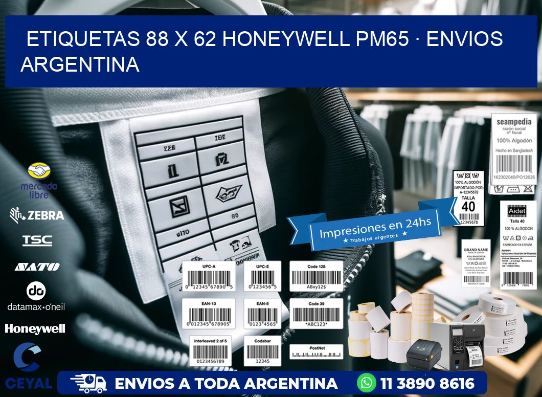 ETIQUETAS 88 x 62 HONEYWELL PM65 · ENVIOS ARGENTINA