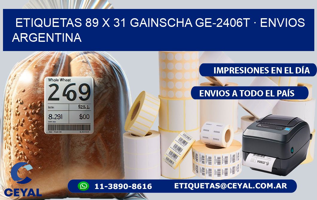 ETIQUETAS 89 x 31 GAINSCHA GE-2406T · ENVIOS ARGENTINA