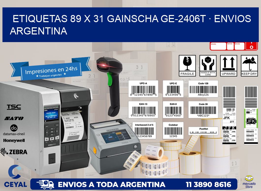 ETIQUETAS 89 x 31 GAINSCHA GE-2406T · ENVIOS ARGENTINA