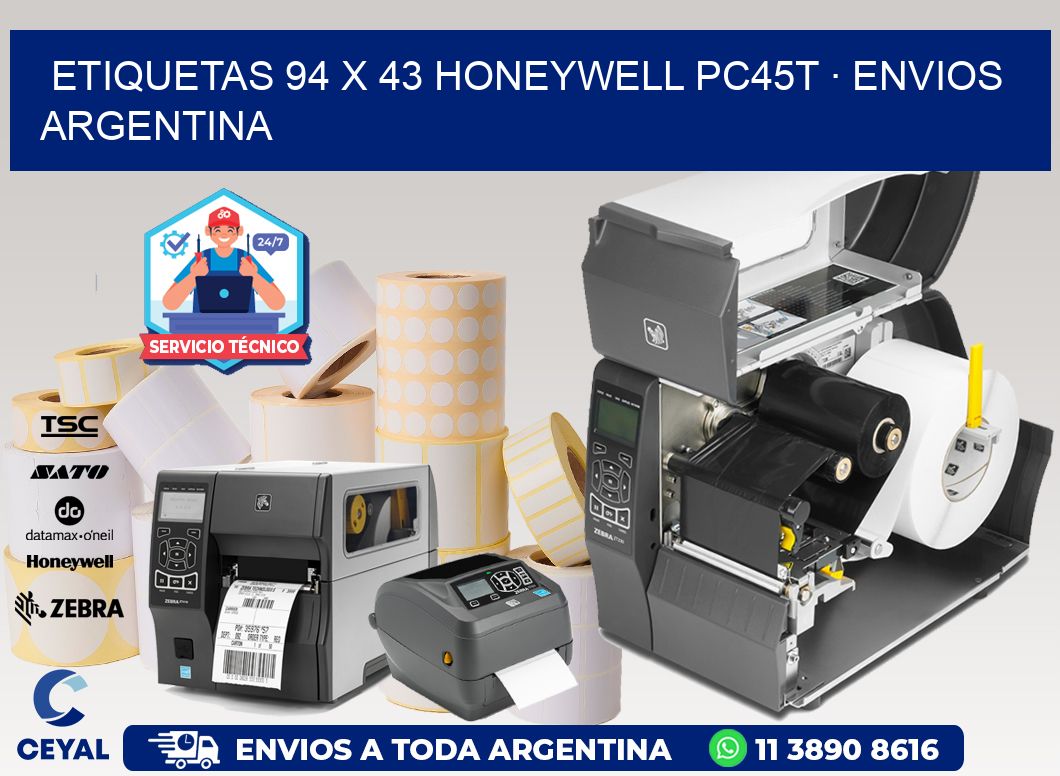 ETIQUETAS 94 x 43 HONEYWELL PC45T · ENVIOS ARGENTINA