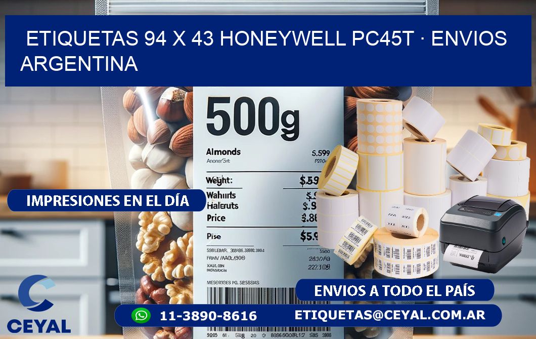 ETIQUETAS 94 x 43 HONEYWELL PC45T · ENVIOS ARGENTINA