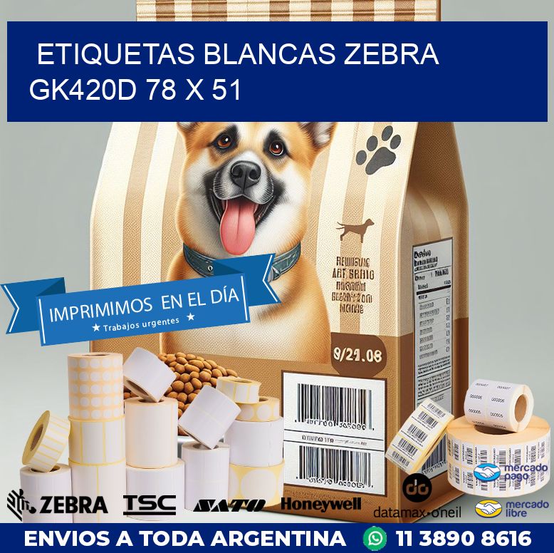 ETIQUETAS BLANCAS ZEBRA GK420D 78 x 51