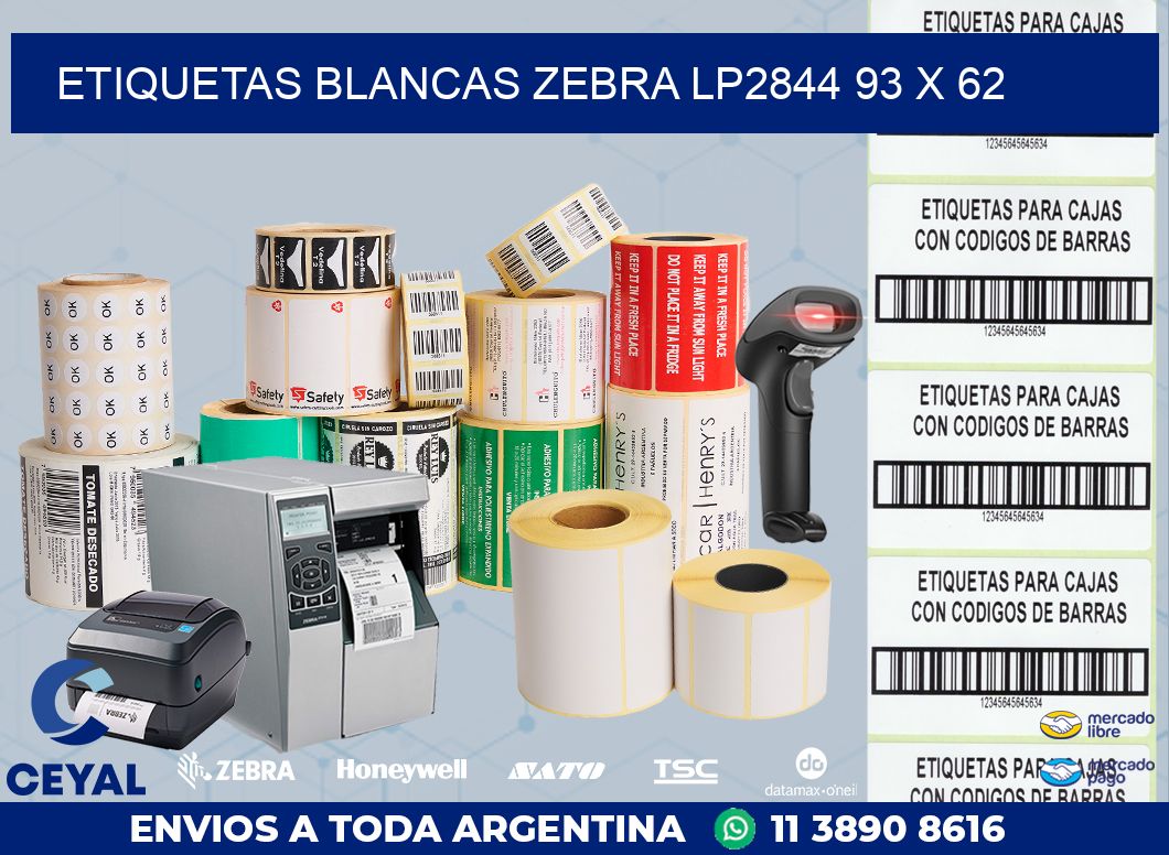 ETIQUETAS BLANCAS ZEBRA LP2844 93 x 62
