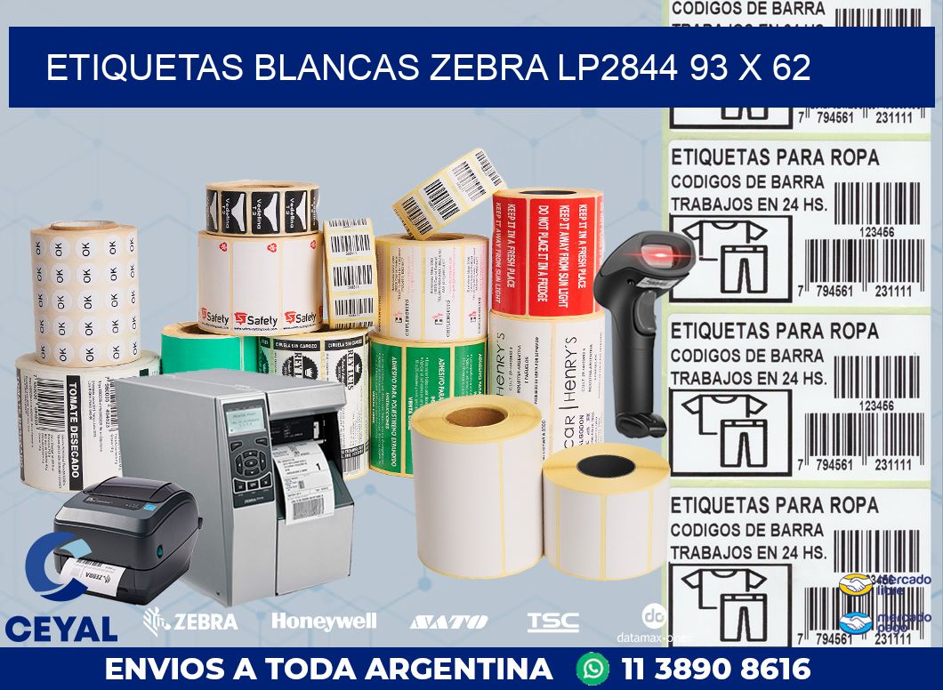ETIQUETAS BLANCAS ZEBRA LP2844 93 x 62