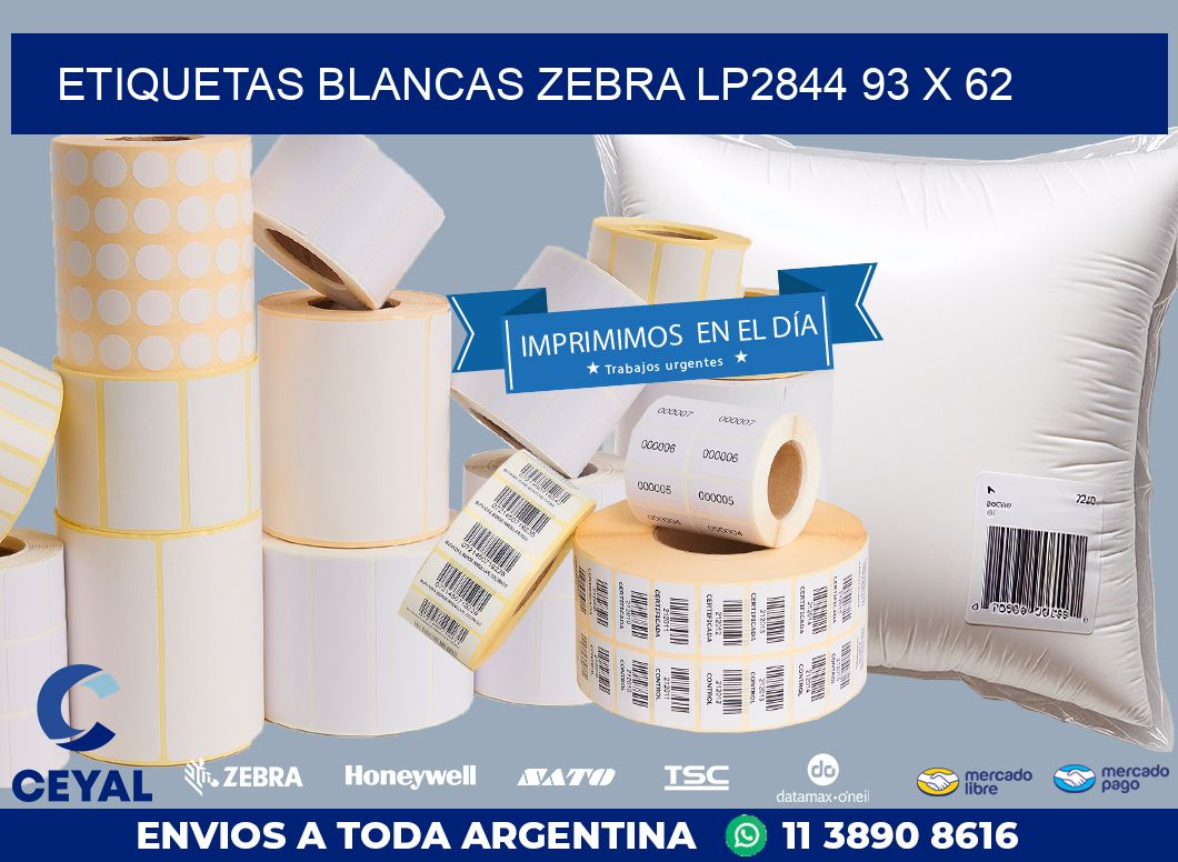 ETIQUETAS BLANCAS ZEBRA LP2844 93 x 62
