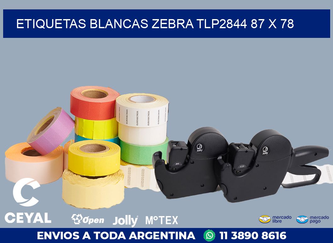 ETIQUETAS BLANCAS ZEBRA TLP2844 87 x 78