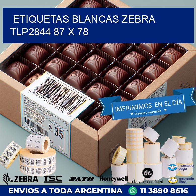 ETIQUETAS BLANCAS ZEBRA TLP2844 87 x 78