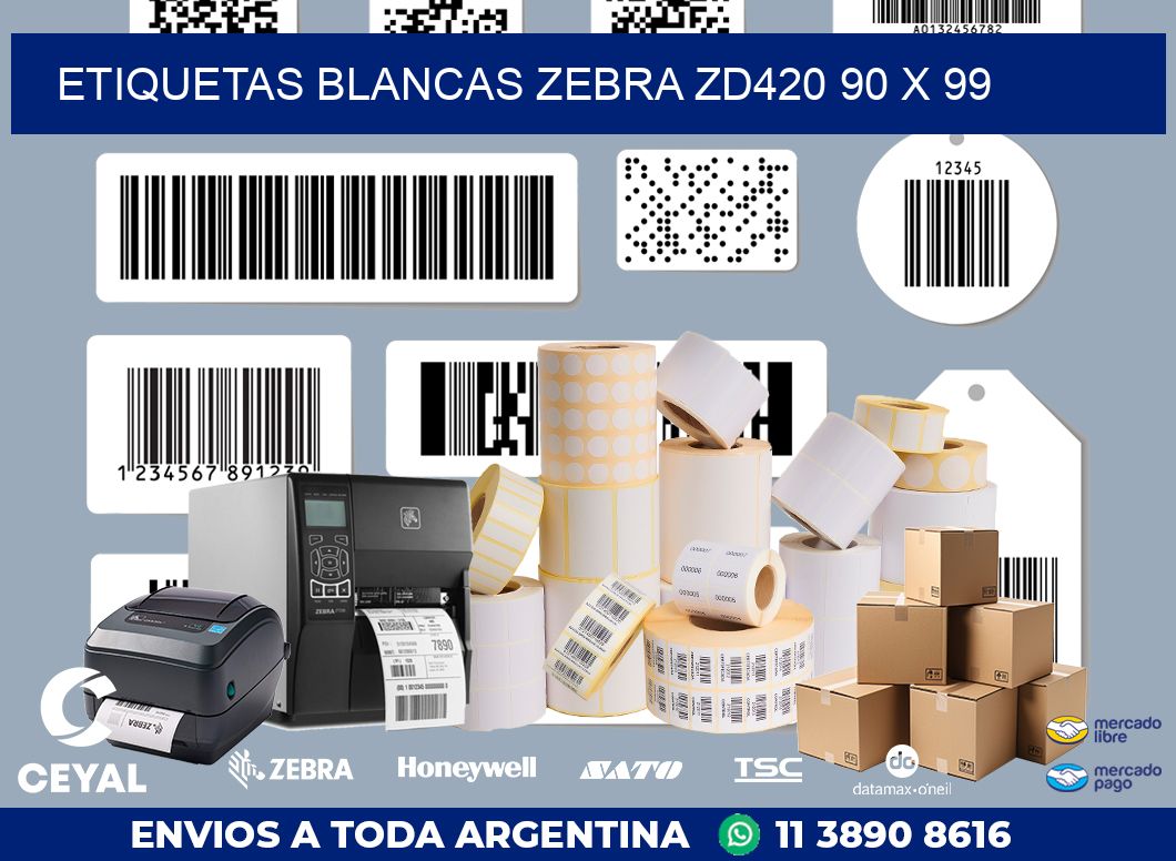 ETIQUETAS BLANCAS ZEBRA ZD420 90 x 99