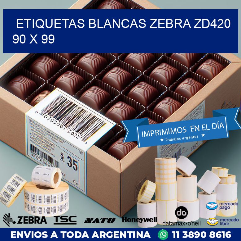 ETIQUETAS BLANCAS ZEBRA ZD420 90 x 99