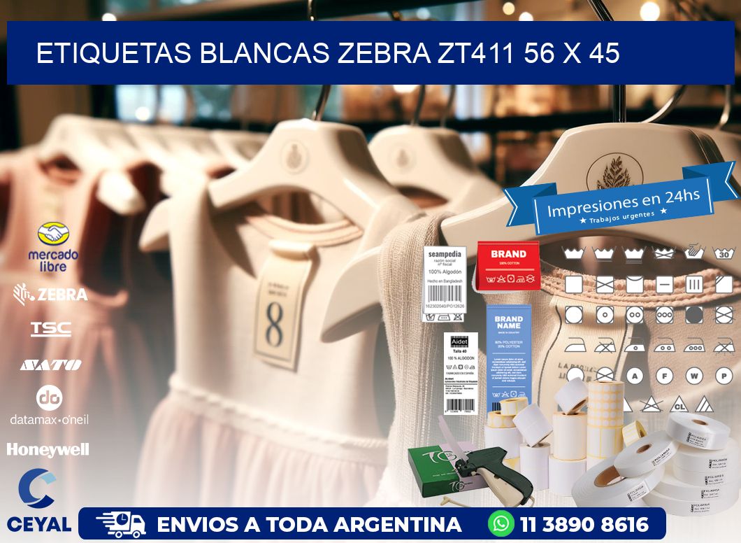 ETIQUETAS BLANCAS ZEBRA ZT411 56 x 45