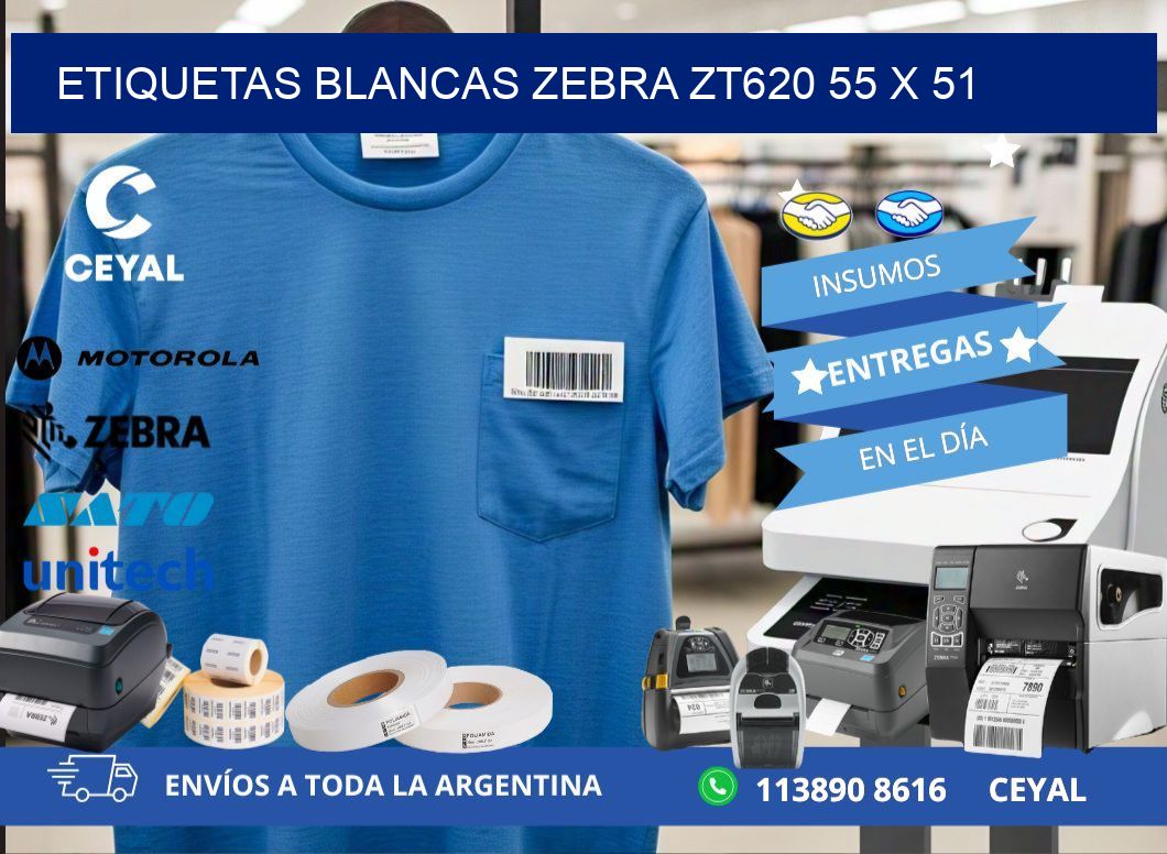 ETIQUETAS BLANCAS ZEBRA ZT620 55 x 51
