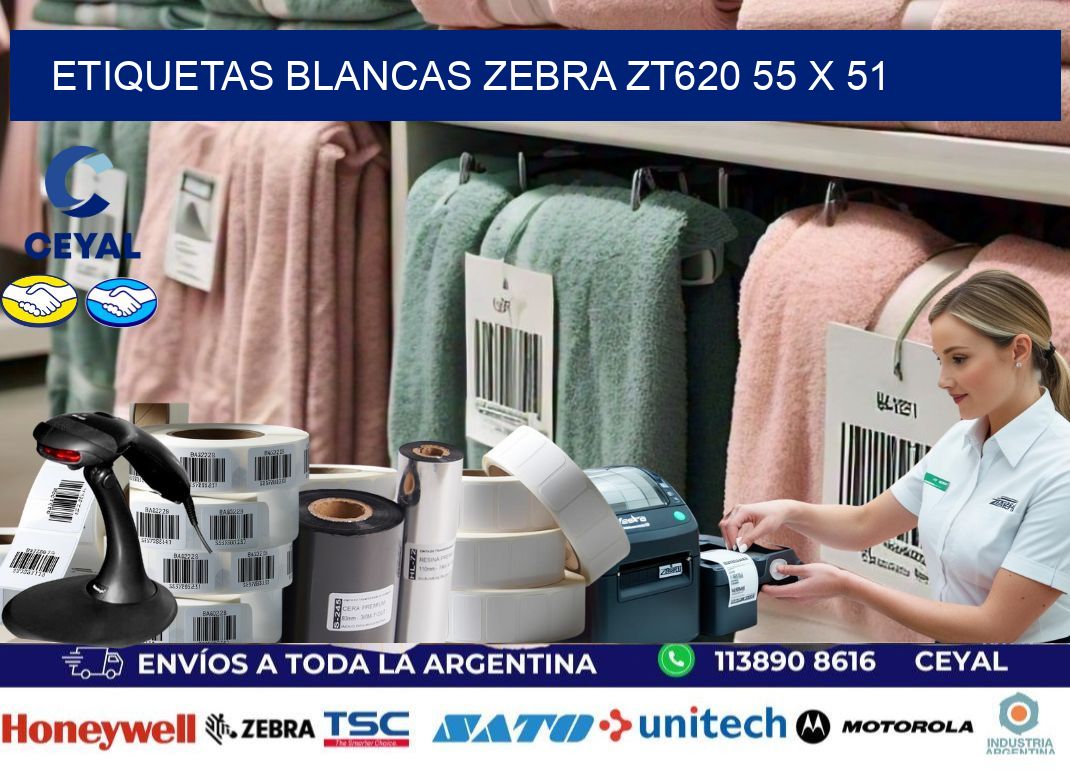 ETIQUETAS BLANCAS ZEBRA ZT620 55 x 51