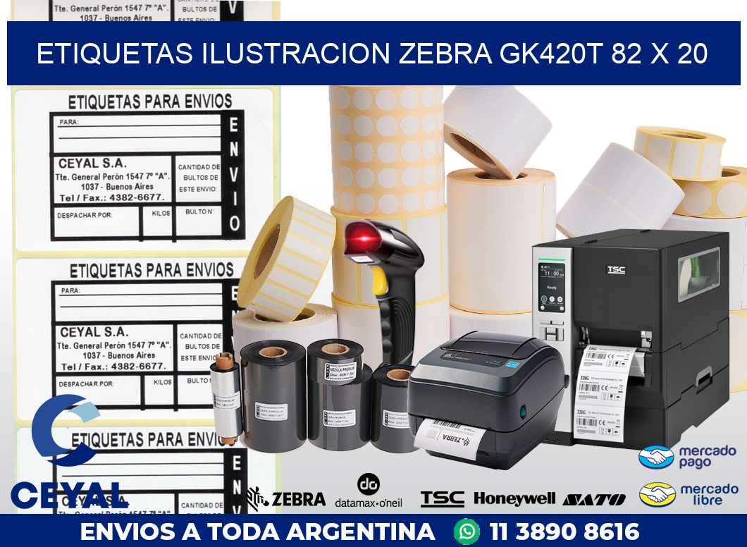 ETIQUETAS ILUSTRACION ZEBRA GK420T 82 x 20