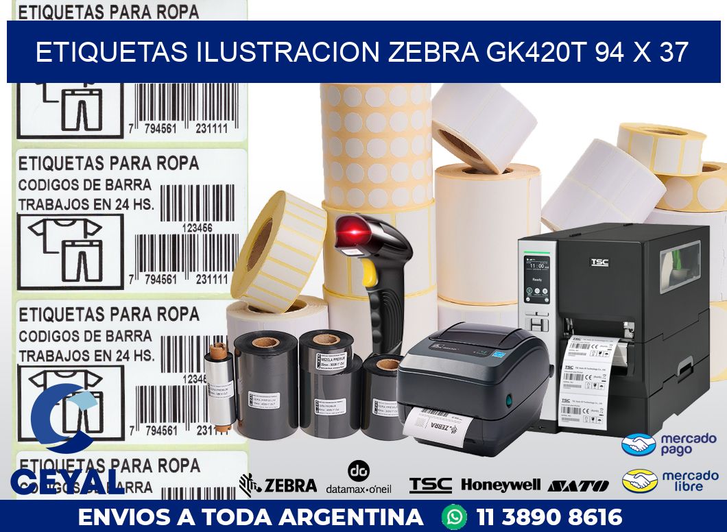 ETIQUETAS ILUSTRACION ZEBRA GK420T 94 x 37