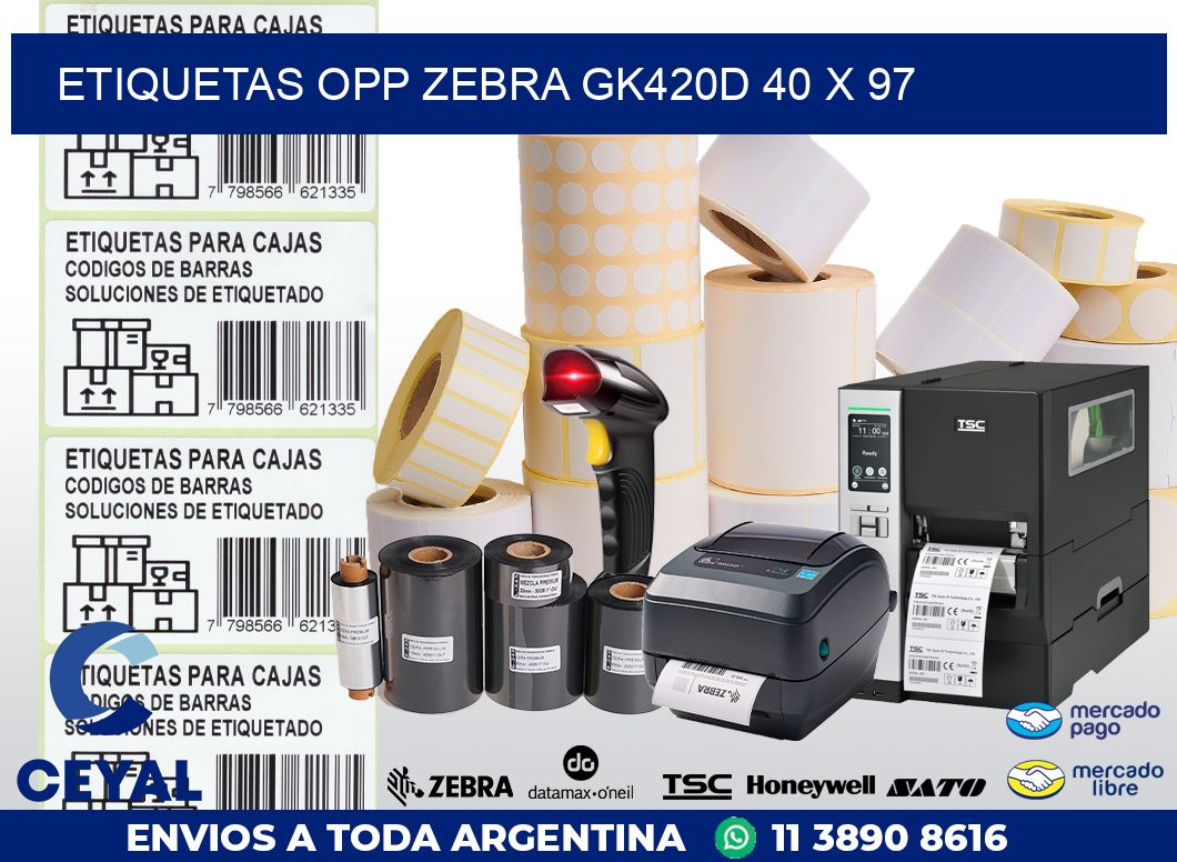 ETIQUETAS OPP ZEBRA GK420D 40 x 97