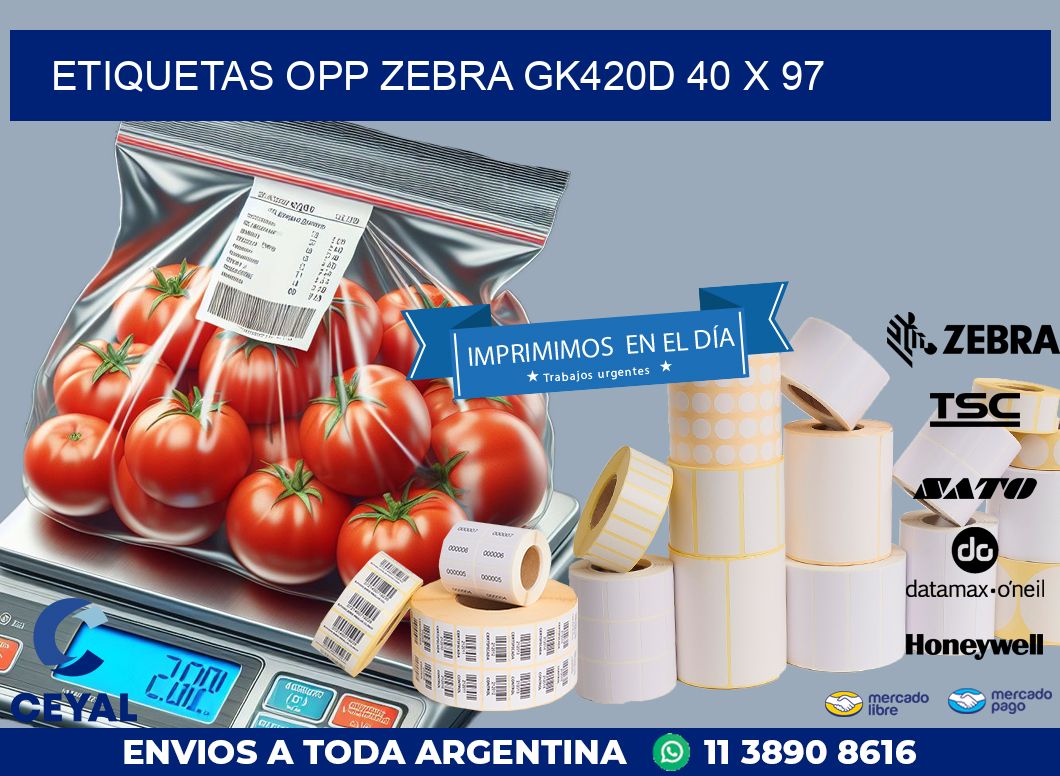 ETIQUETAS OPP ZEBRA GK420D 40 x 97