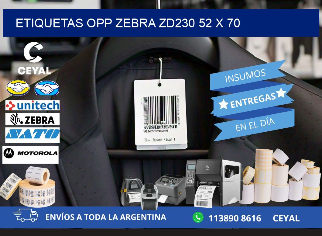 ETIQUETAS OPP ZEBRA ZD230 52 x 70