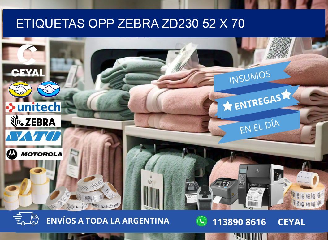 ETIQUETAS OPP ZEBRA ZD230 52 x 70
