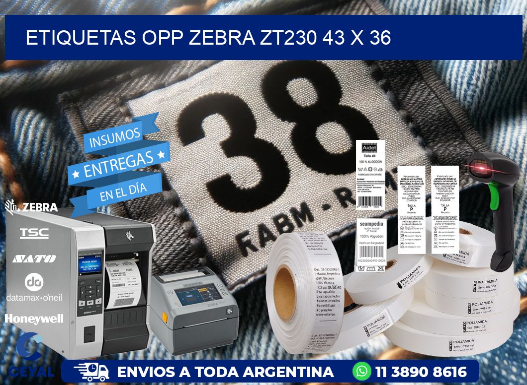 ETIQUETAS OPP ZEBRA ZT230 43 x 36
