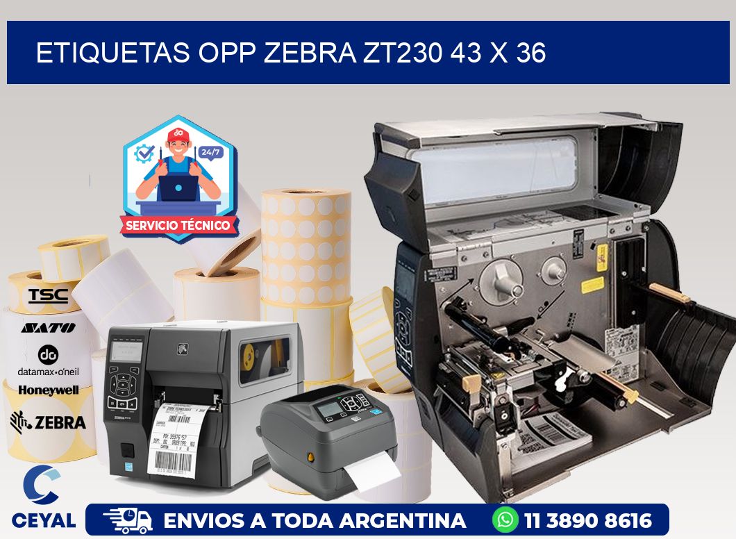ETIQUETAS OPP ZEBRA ZT230 43 x 36
