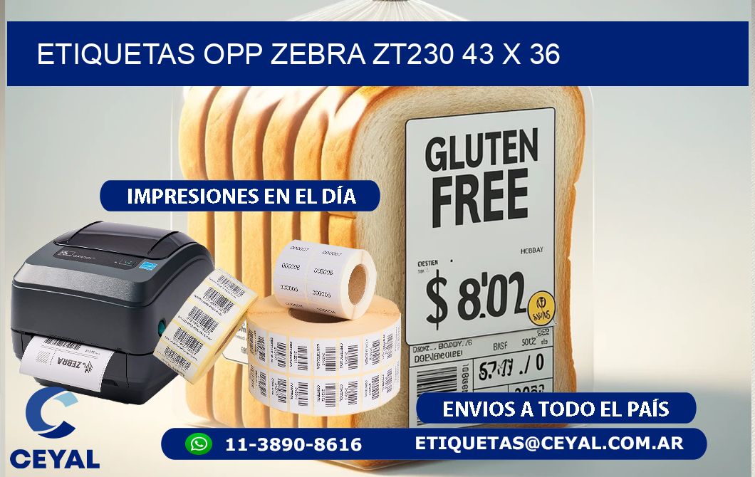 ETIQUETAS OPP ZEBRA ZT230 43 x 36