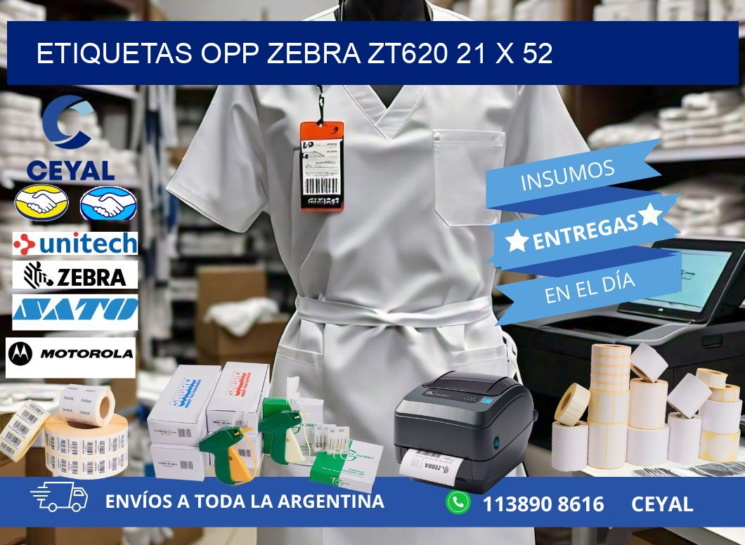 ETIQUETAS OPP ZEBRA ZT620 21 x 52