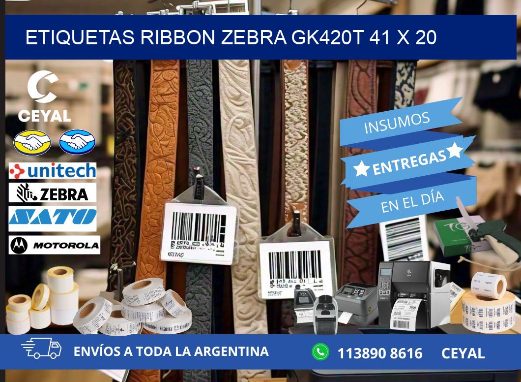 ETIQUETAS RIBBON Zebra GK420T 41 x 20
