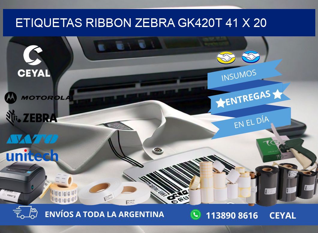ETIQUETAS RIBBON Zebra GK420T 41 x 20
