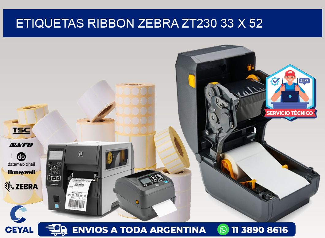 ETIQUETAS RIBBON Zebra ZT230 33 x 52