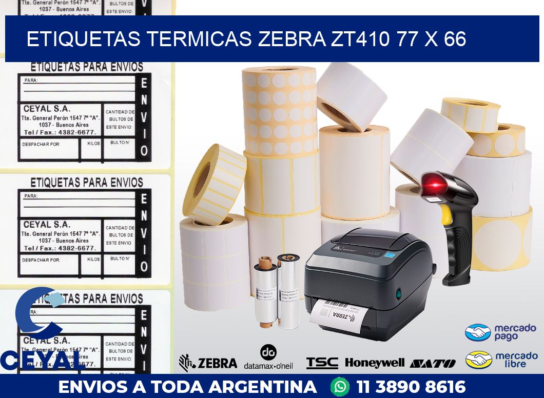 ETIQUETAS TERMICAS ZEBRA ZT410 77 x 66