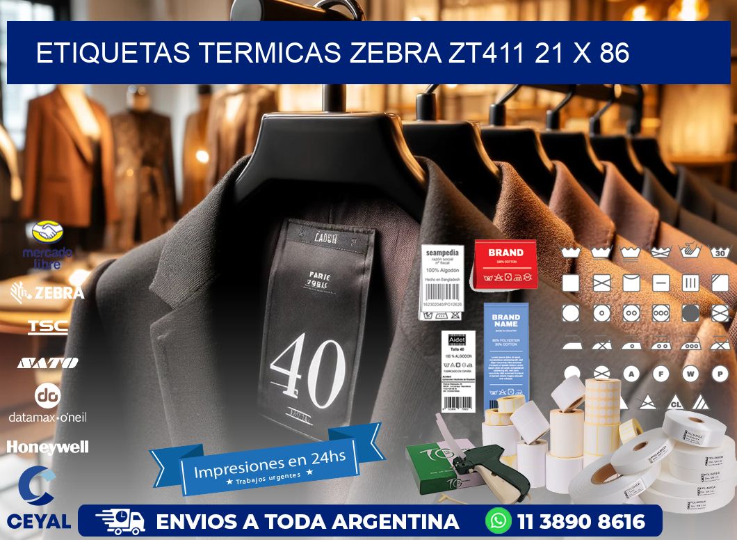 ETIQUETAS TERMICAS ZEBRA ZT411 21 x 86