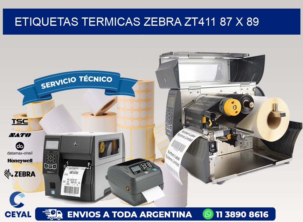ETIQUETAS TERMICAS ZEBRA ZT411 87 x 89