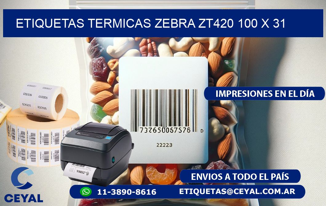 ETIQUETAS TERMICAS ZEBRA ZT420 100 x 31