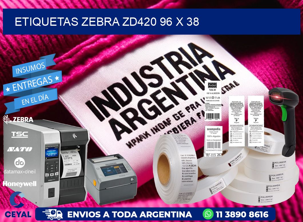 ETIQUETAS Zebra ZD420 96 x 38
