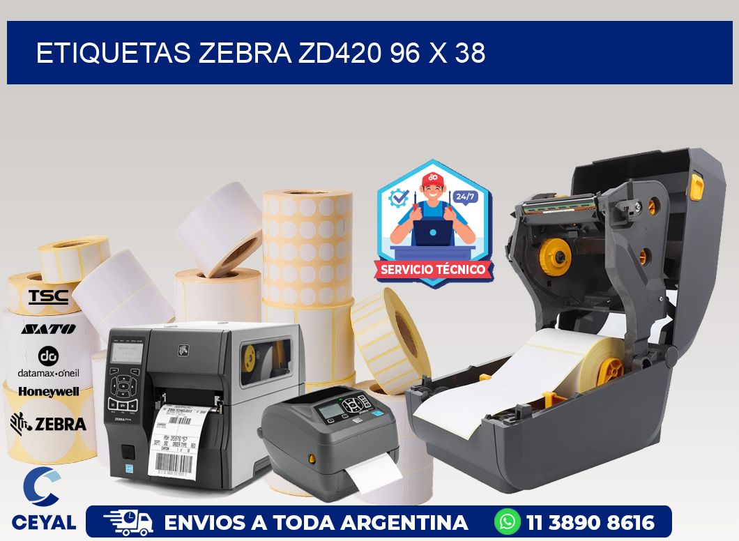 ETIQUETAS Zebra ZD420 96 x 38