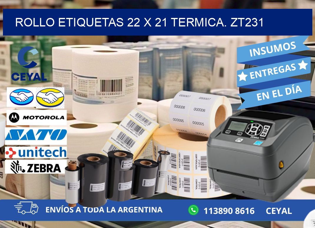 Rollo etiquetas 22 x 21 termica. zt231