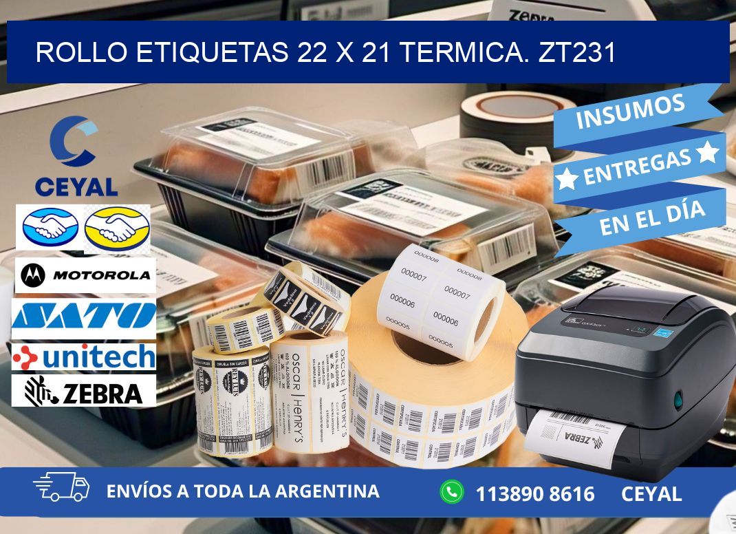 Rollo etiquetas 22 x 21 termica. zt231