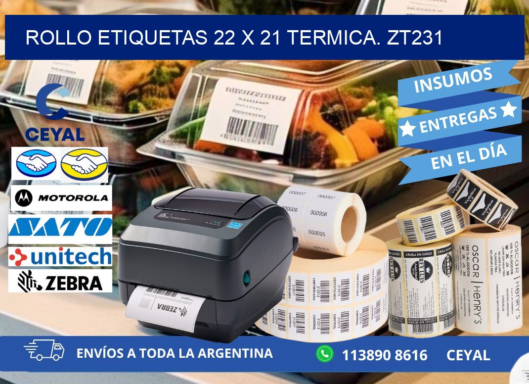 Rollo etiquetas 22 x 21 termica. zt231