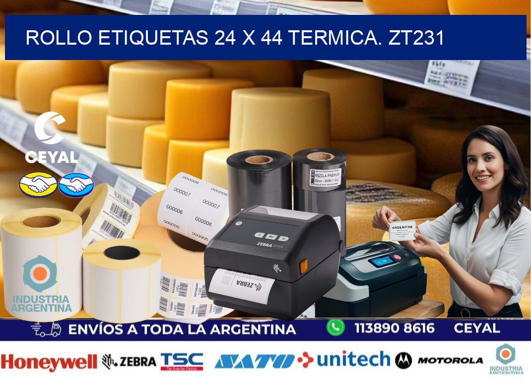 Rollo etiquetas 24 x 44 termica. zt231