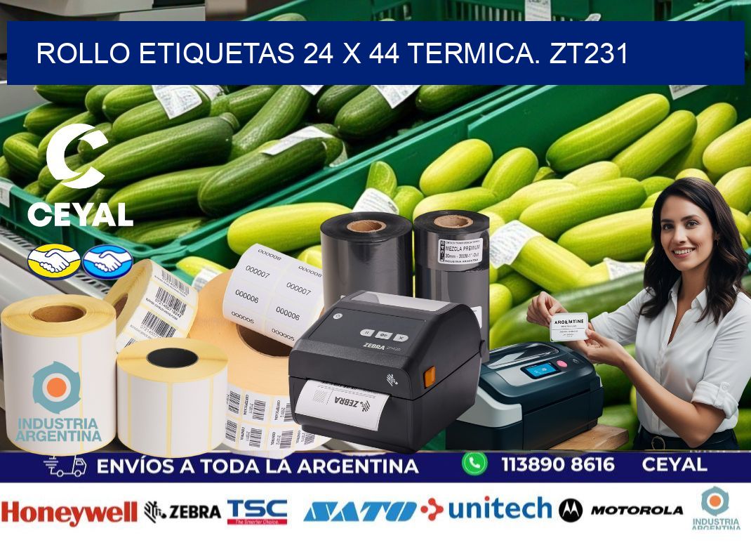 Rollo etiquetas 24 x 44 termica. zt231