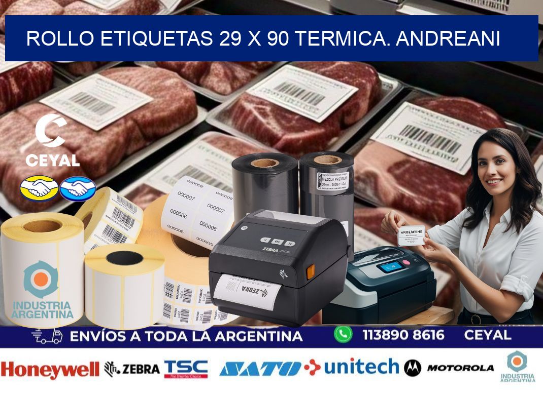 Rollo etiquetas 29 x 90 termica. Andreani