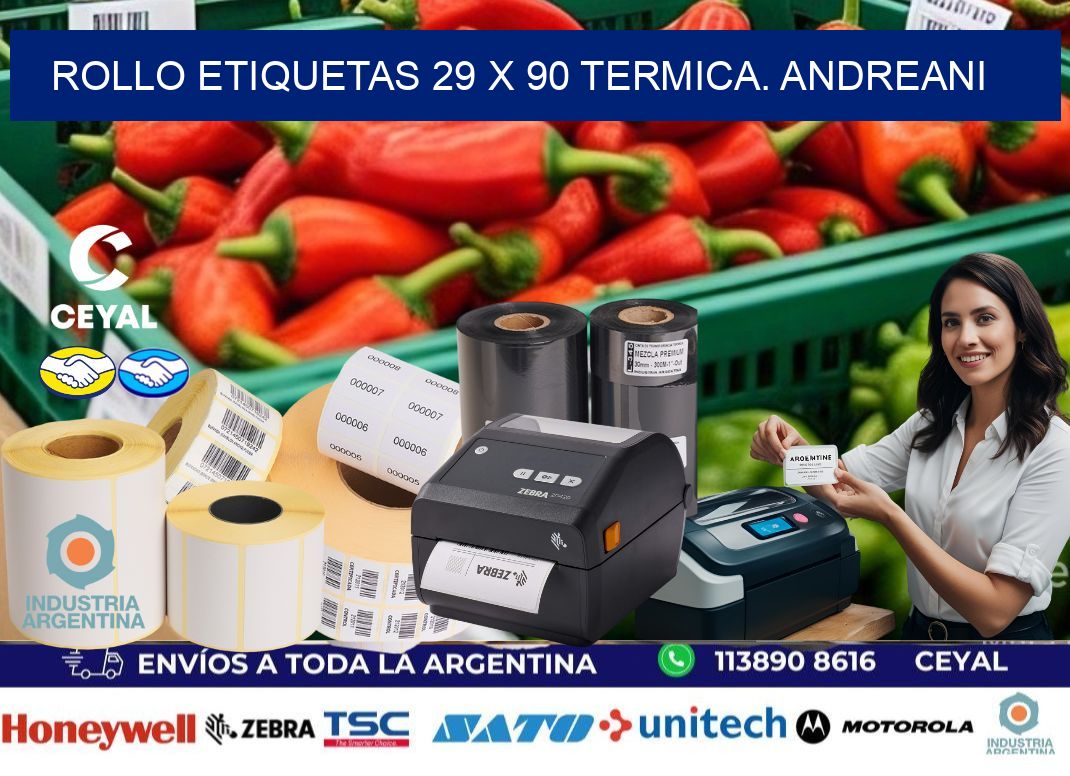 Rollo etiquetas 29 x 90 termica. Andreani