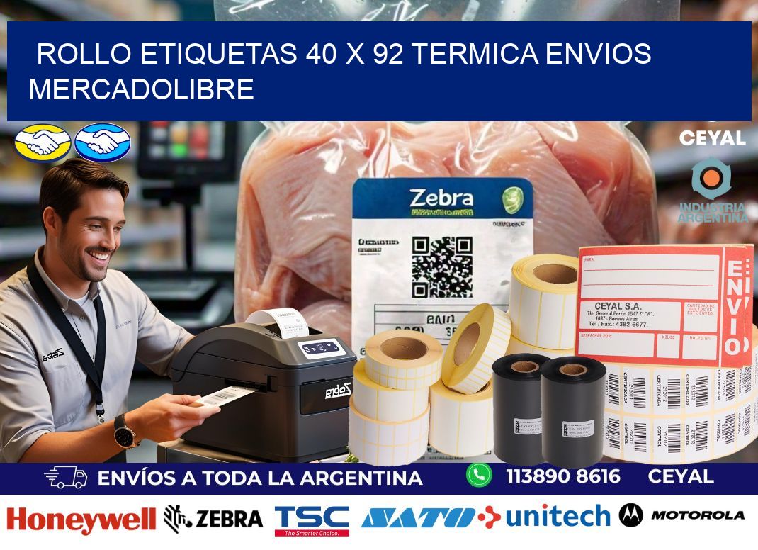 Rollo etiquetas 40 x 92 termica ENVIOS MERCADOLIBRE