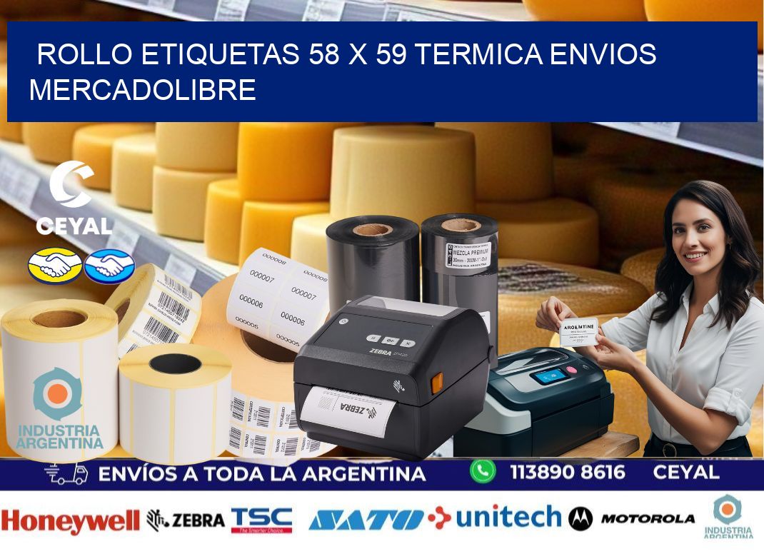 Rollo etiquetas 58 x 59 termica ENVIOS MERCADOLIBRE