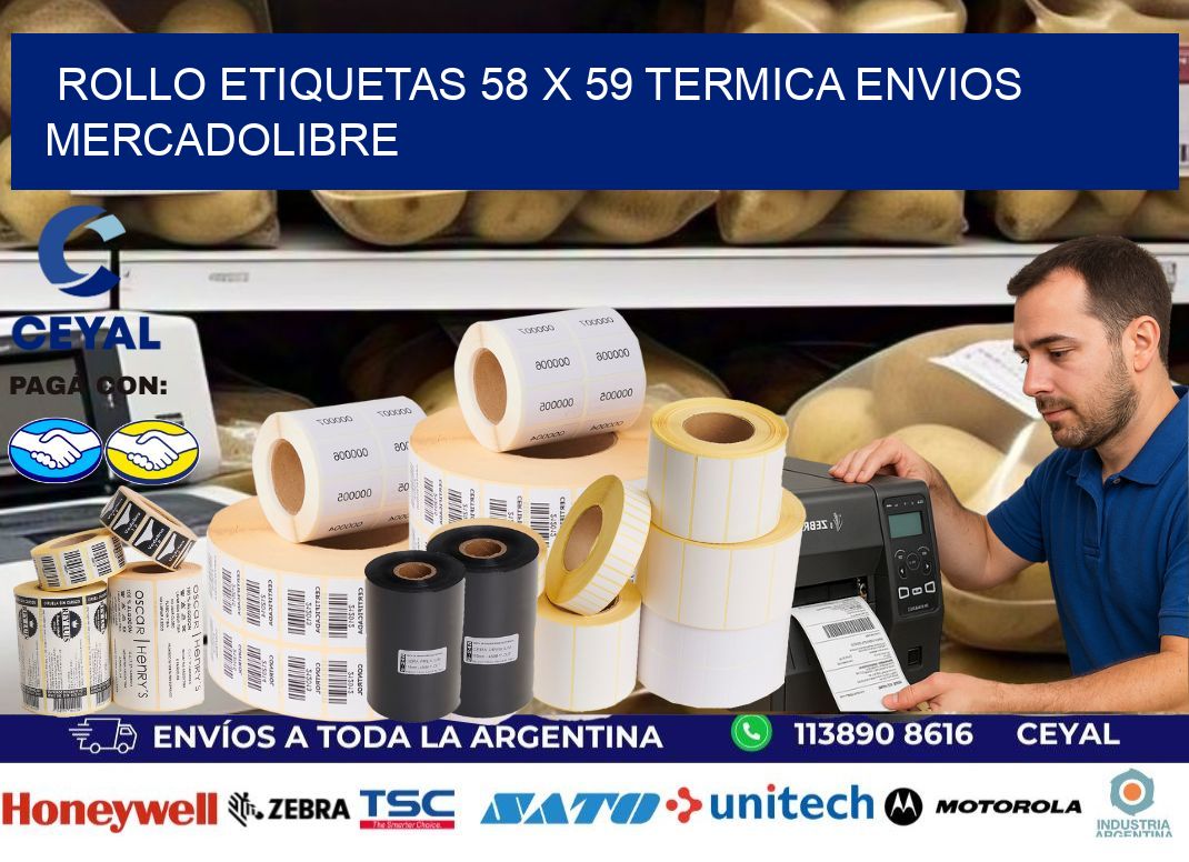Rollo etiquetas 58 x 59 termica ENVIOS MERCADOLIBRE